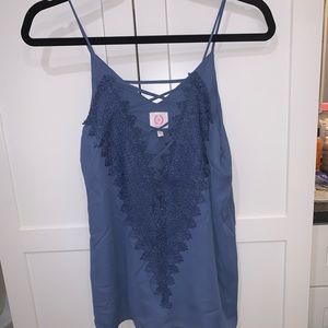 Wanna Be blue lace v-neck camisole